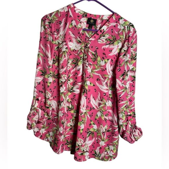 NWT JM Collection Pink Floral Top size Medium - Picture 1 of 6